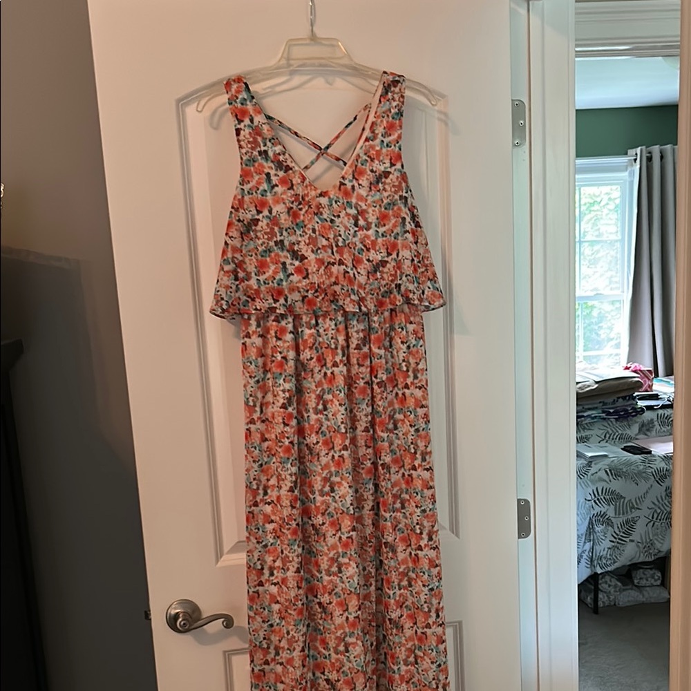 Lily Rose Vibrant Patterned Flowered Dress-Size Small